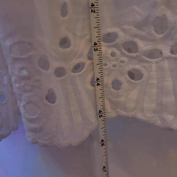 Eyelet Lace Puff Sleeve Midi Dress Cottagecore Korean Romantic White XS - Picture 13 of 13